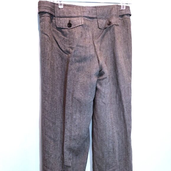 Ann Taylor Brown Linen Blend Striped Cropped Trouser Pants Size 2 - Picture 3 of 4